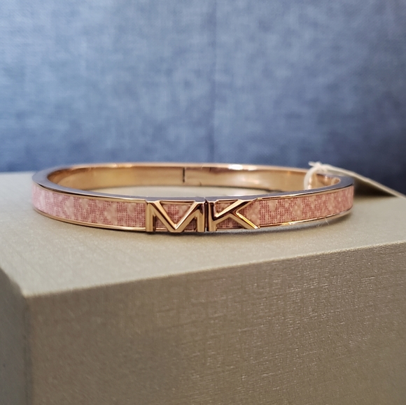 Michael Kors Rose Gold-Tone Logo Thin Bangle - Picture 6 of 13